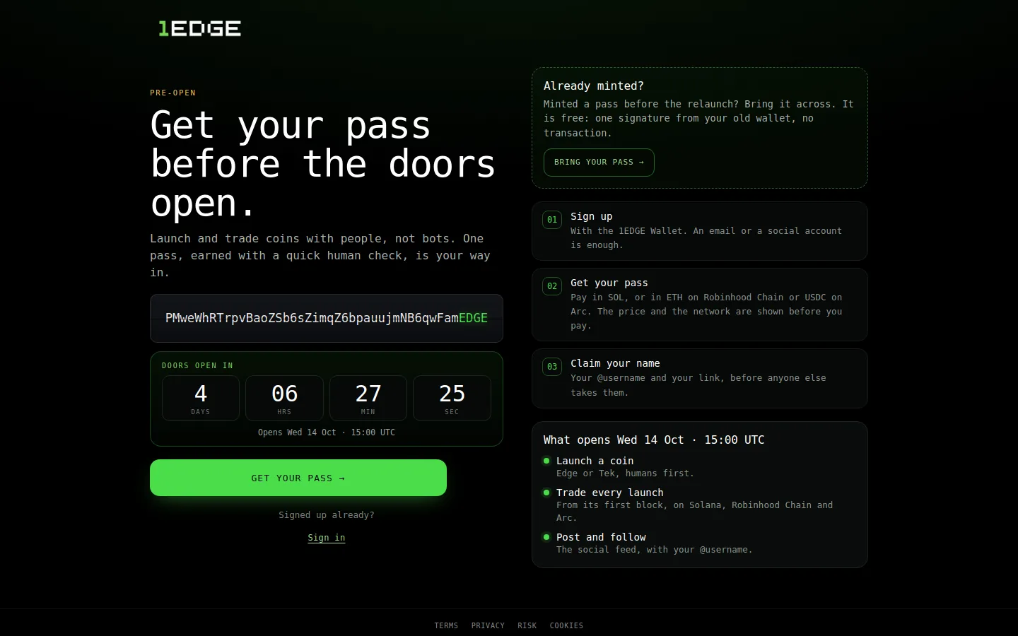 1edge.app before the doors open.