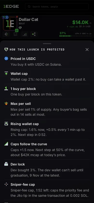 How this launch is protected: every rule on the coin, live. Sample launch.